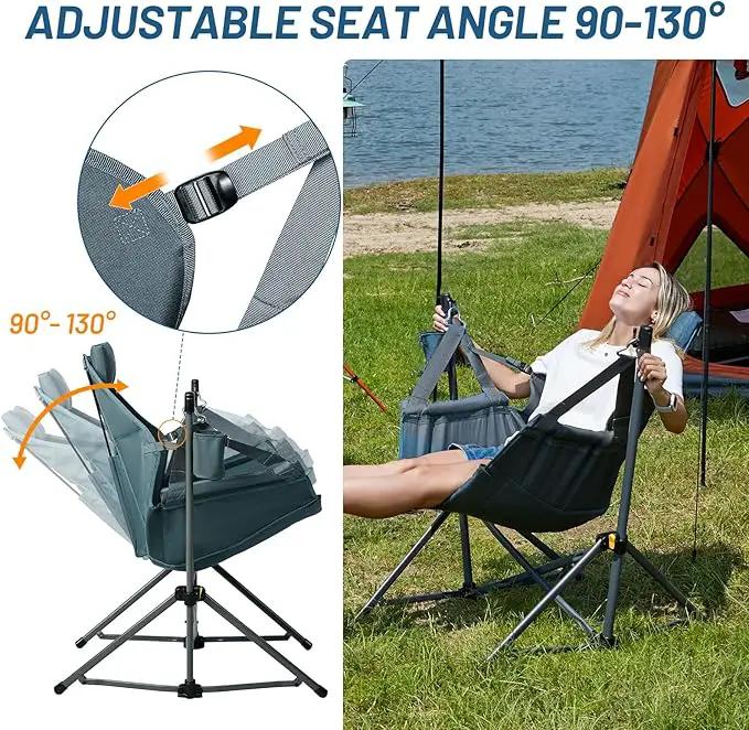 TIMBER RIDGE Hammock Camping Chair with Adjustable Backrest, Heavy Duty Folding Hammock Chair Supports 300lbs, Portable Hammock Chair for Camping, Travelling and Patio, Blue by GreenHaven Gardens