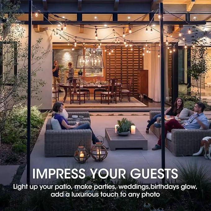 Meconard 24-Pack LED 1W String Light Bulbs, S14 Plastic Shatterproof Edison Vintage Style Replacement 1 Watt Outdoor Light Bulbs 2200K, Waterproof, Warm White Equivalent to 11w, E26 Base by GreenHaven Gardens