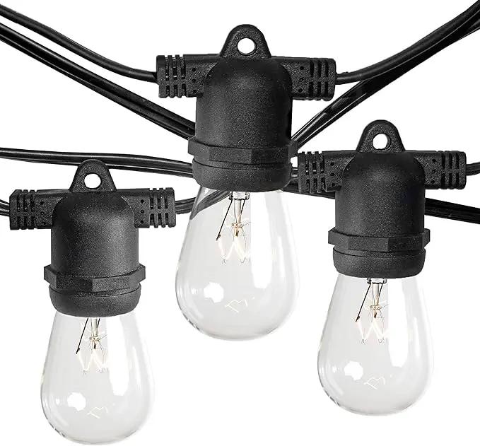 Hometown Evolution, Inc. 100 Foot Commercial Grade Outdoor String Lights (100 Foot 50 Socket, S14 11 Watt Clear Light Bulbs) by GreenHaven Gardens