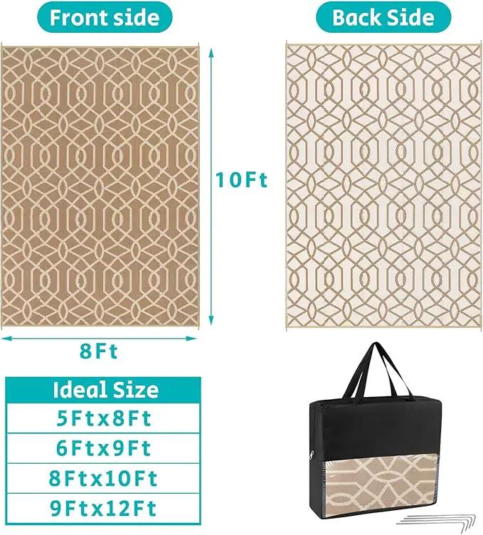 HEBE Outdoor Rug Waterproof 8x10, Reversible Plastic Straw Rug RV Camping Rug, Indoor Outdoor Patio Mat Clearance, Outside Carpet for Porch,Deck,Camper,Balcony,Backyard,Picnic by GreenHaven Gardens