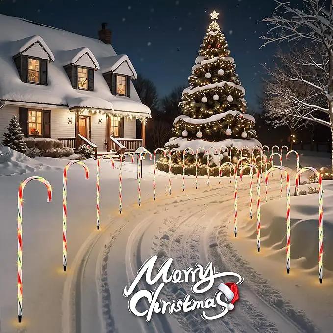 VCOKEN 30'' Christmas Candy Cane Lights Outdoor Pathway, Set of 10 Christmas Candy Cane Markers Decoration, Connectable & Light Up Xmas Holiday Party Yard Art Indoor Outdoor, Red&Green by GreenHaven Gardens