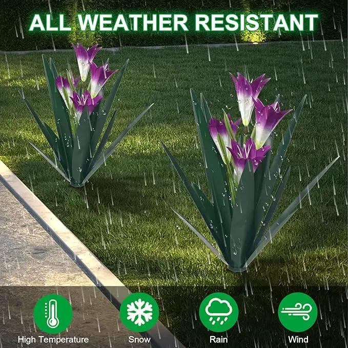 Homight Metal Agave Plant Outdoor Decoration Outdoor Garden Decoration Lily Mexican Yard Art Plant Garden Agave Lily Decorative Garden Gift… (2 Big Purple Lilies) by GreenHaven Gardens