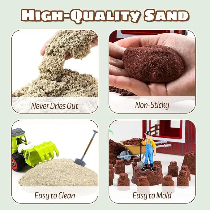 69 PCS Farm Sensory Bin Toys Playset, Sandboxes with Sand, Farmer Tractor & Farm Animals Figures Toys for Kids 3 4 5, Gifts for 6 7 Years Old Boys Girls Toddlers by GreenHaven Gardens