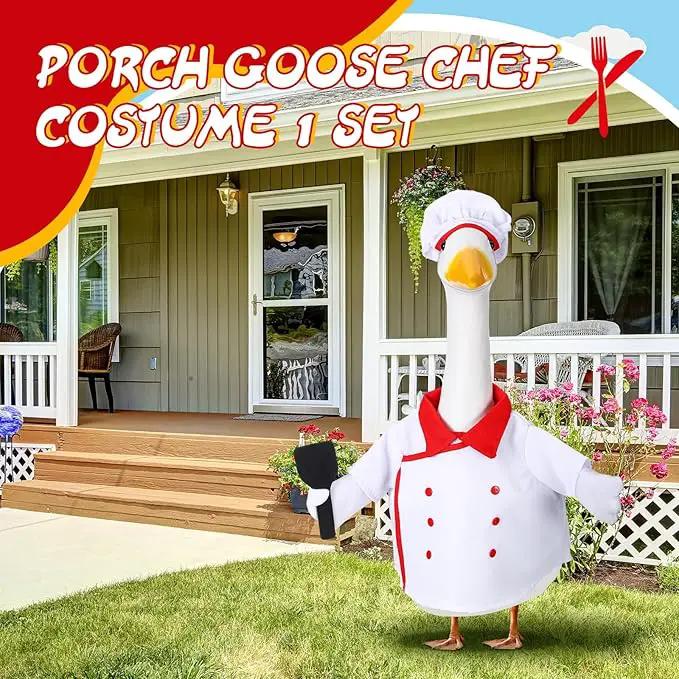 Geyoga Chef Goose Outfit Costume Yard Lawn Porch Clothes for 23'' Plastic Goose Outdoor Patio Art Decoration by GreenHaven Gardens