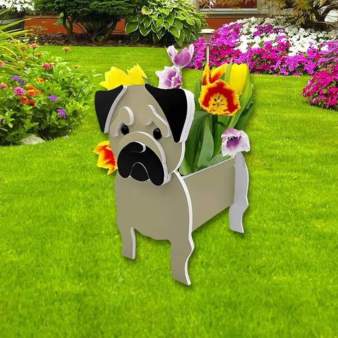 Pug Dog Planter Plant Pots,Cute Garden Dog Flower Planter,Dog Planters Birthday Gifts for Women,Office,Indoor/Outdoor Decor（9.45 * 7.17 * 10.87in） by GreenHaven Gardens