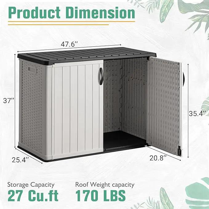 Greesum Outdoor Horizontal Storage Sheds 27 Cu.ft Resin Large Storaged Box Weather Resistance, Without Shelf, Easy to Assemble, Prefect for Garden, Patios, Backyards, White by GreenHaven Gardens