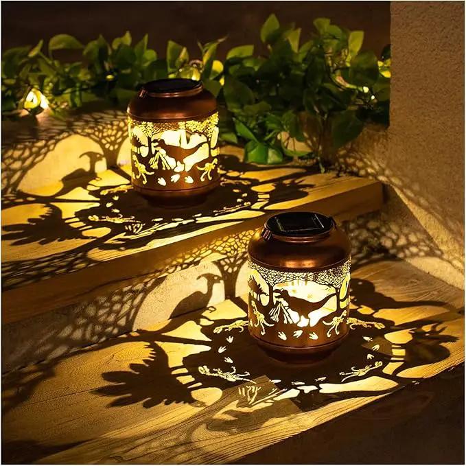 Dinosaur Solar Lanterns Outdoor Waterproof,Hanging Solar Lights Dinosaur Gifts for Women Men Metal LED Decorative Light for Yard,Patio,Lawn,Tabletop,Pathway,Landscape,Garden Decor by GreenHaven Gardens