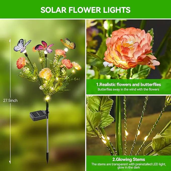 Solar Flowers Lights Outdoor Waterproof, 6 Pack 2 in 1 Solar Butterfly Bouquet for Garden Decor, LED Warm Lighting Garden Lights Outdoor for Pathway Yard Patio Decoration by GreenHaven Gardens