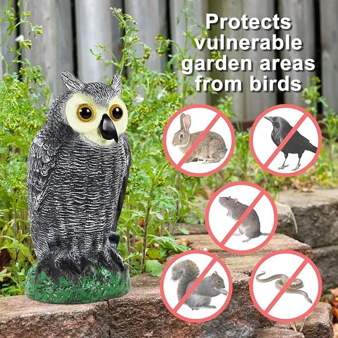 Galashield Owl Decoy to Scare Birds Away | Plastic Owls to Scare Birds Away | Owl Statue for Garden & Outdoors by GreenHaven Gardens