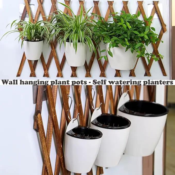 8 Packs 5" Plastic Self Watering Pots Wall Hanging Planters Wall Mounted Wicking Flower Pots for Indoor and Outdoor African Violet, Ocean Spider Plant, Orchid, White by GreenHaven Gardens