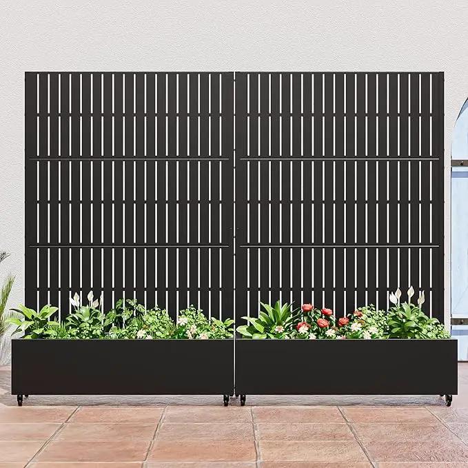 Casaphoria Metal Raised Garden Bed with Trellis and Wheels, 72"x47"x16" Planter Box for Climbing Plants, Vegetables & Vines, Features Drainage Holes and Privacy Screen (Black) by GreenHaven Gardens
