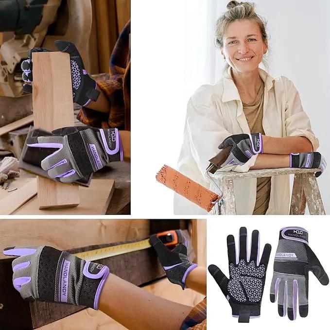 HANDLANDY Women Safety Work Gloves Utility Touch Screen Working Grip Glove for Yardwork Gardening Breathable Mechanic Gloves by GreenHaven Gardens