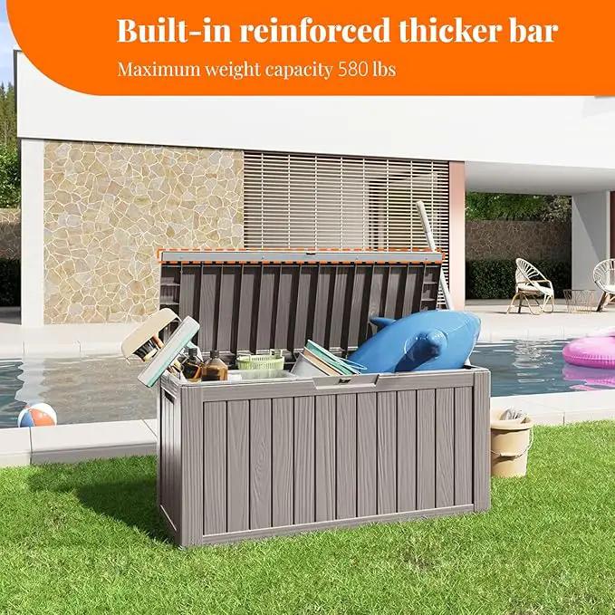 80 Gallon Resin Deck Box, Lockable Patio Outdoor Storage Box for Furniture, Garden Tools and Tools Storage, Waterproof Outside Storage Boxes - Grey by GreenHaven Gardens