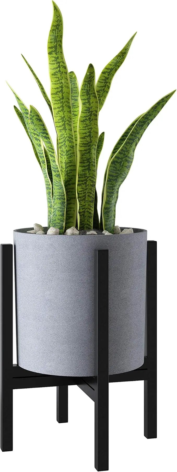 FaithLand Plant Pot 10 inch - Perfectly Fits Mid-Century Modern Plant Stand - Drainage Plug and Drainage Mesh Screen - Gray Planter Pot by GreenHaven Gardens