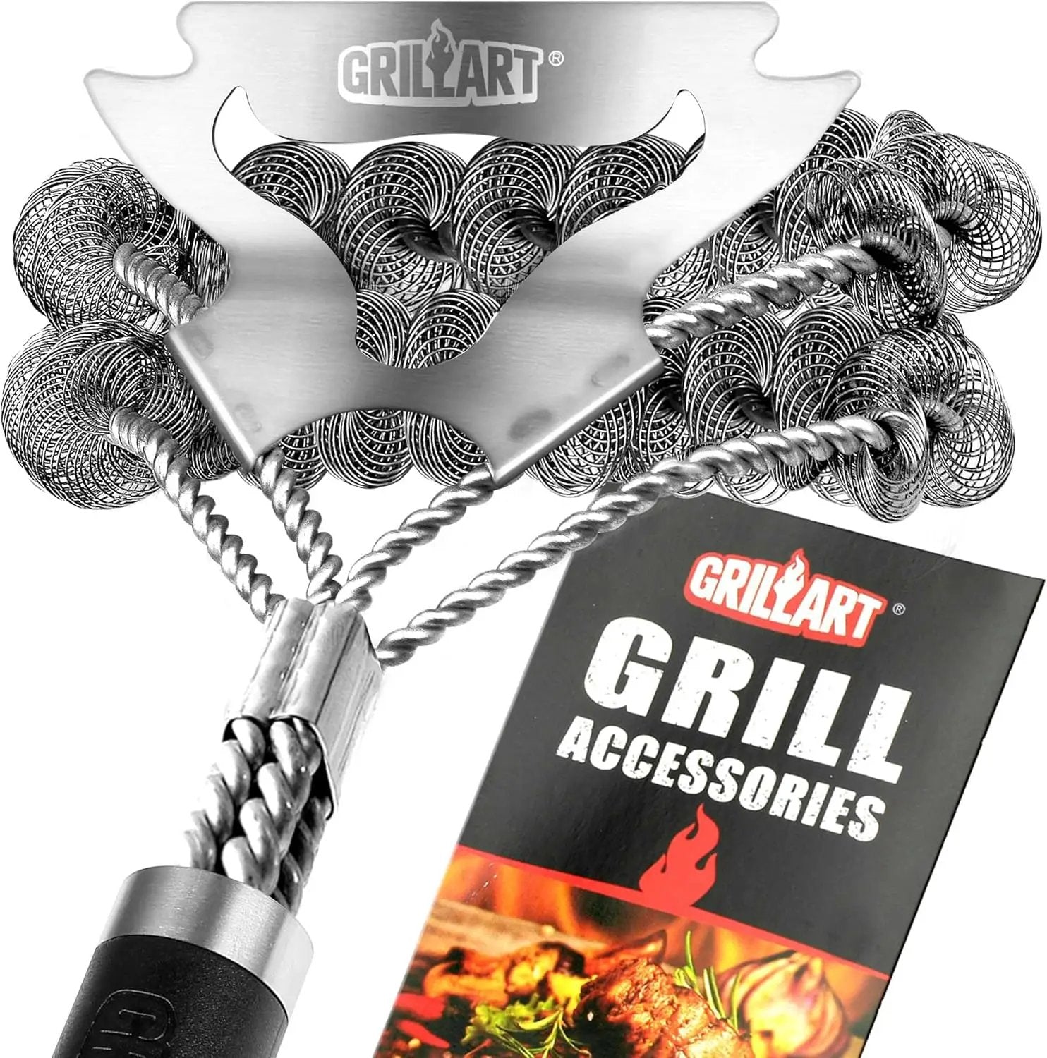 GRILLART Grill Brush for Outdoor Grill Bristle Free - Safe BBQ Grill Cleaner Brush - 18" BBQ Brush for Grill Cleaning Kit -Stainless Grill Cleaning Brush BBQ Grill Accessories Tools- Gifts for Men Dad by GreenHaven Gardens