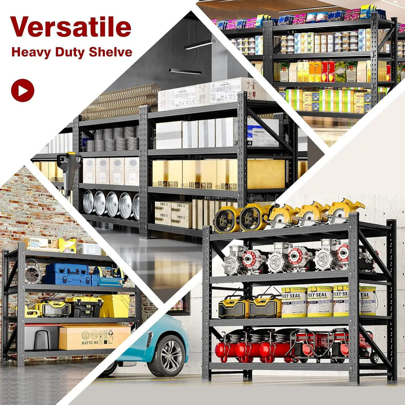 3000LBS Metal Steel Storage Shelves - 48" W Black 4 Tier Heavy Duty Rack Commercial Industrial Shelving with Adjustable Shelf for Basement Garage Warehouse Supermarket - 48" W x 24" D x 70" H by GreenHaven Gardens
