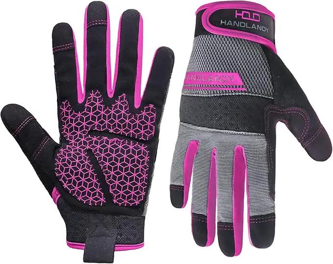 HANDLANDY Women Safety Work Gloves Utility Touch Screen Working Grip Glove for Yardwork Gardening Breathable Mechanic Gloves by GreenHaven Gardens