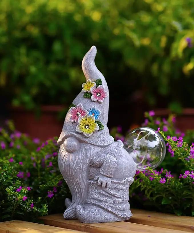 Solar Gnome Statue for Garden Decor: Outdoor Sculpture for Yard Lawn Porch Balcony Patio - Ideal Gift for Lover Mom Women Grandma by GreenHaven Gardens