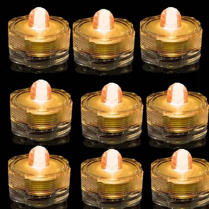 Bright LED Floral Tea Light Submersible Lights for Party Wedding (Amber, 20 Pack) by GreenHaven Gardens