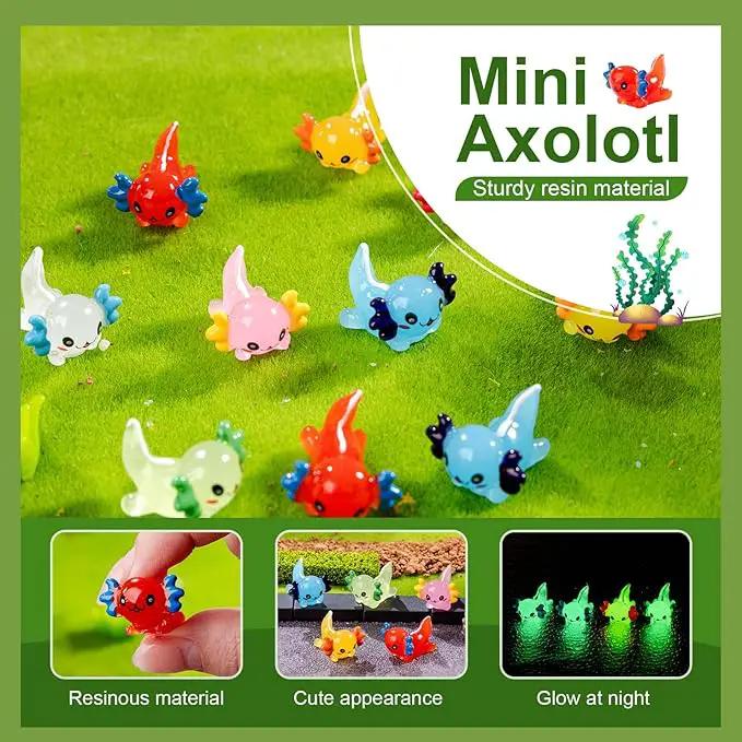 72 Pack Mini Animals Tiny Axolotl Figurines Glow in Night Bulk for Miniature Dollhouse Decor Accessories Garden Aquarium Potted Ornament Party DIY Charms Office Classroom Activity to Hide by GreenHaven Gardens