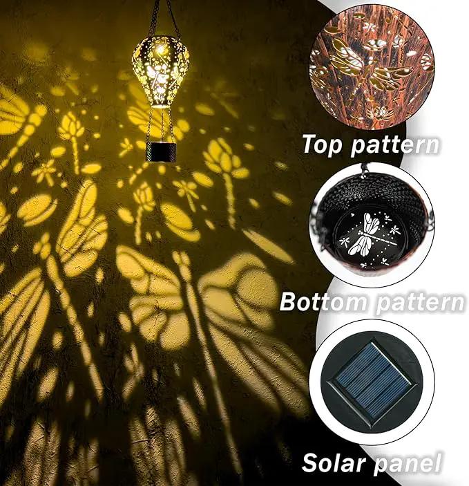 4-Pack Dragonfly Decor Hot Air Balloon Solar Lantern – Outdoor Decorative Hanging Light for Garden Yard Patio Porch Lawn and Pathway – Unique Housewarming, Birthday Gift for Women Mom Grandma by GreenHaven Gardens