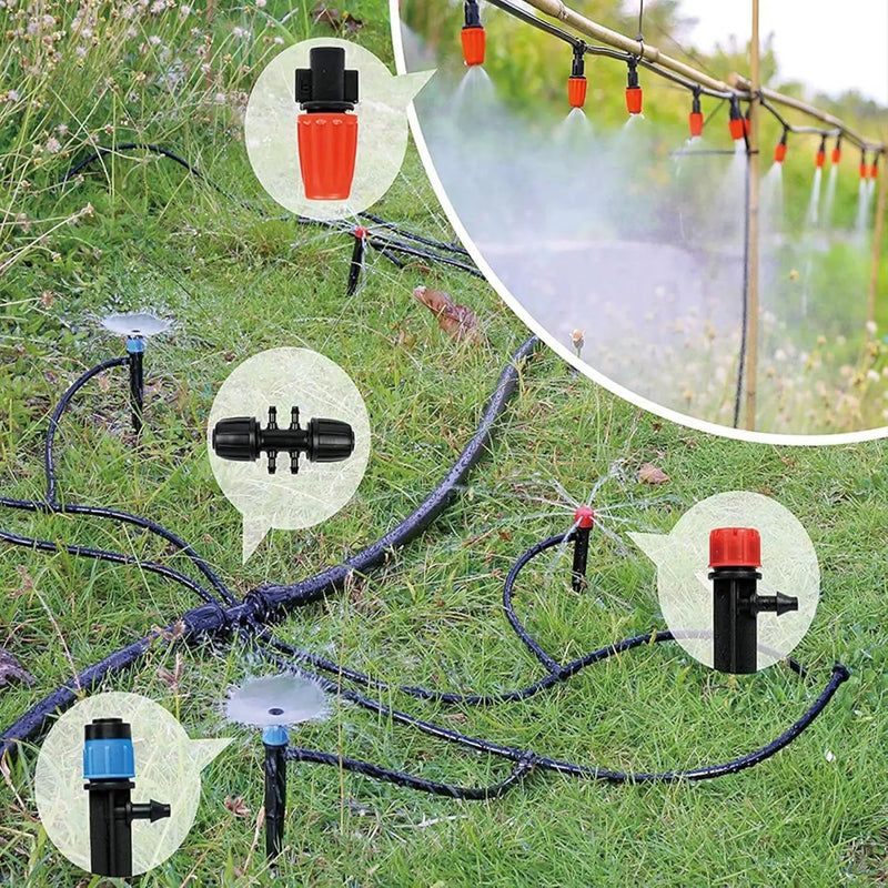 256FT Automatic Drip Irrigation System Kit,Automatic Garden Watering Misting System for Greenhouse, Yard, Plant ，Lawn with 1/2 inch Hose 1/4 inch Distribution Tubing and Accessories by GreenHaven Gardens