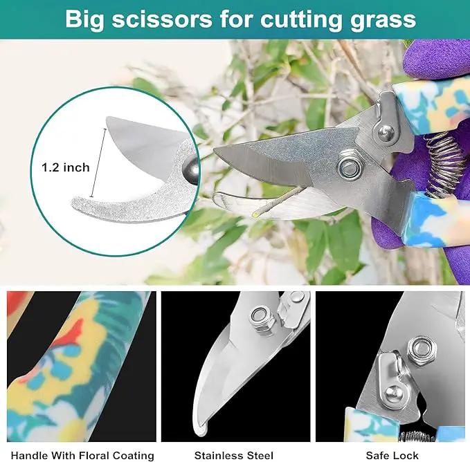 Garden Tool Set, Stainless Steel Heavy Duty Gardening Tools 30 PCS w/Floral Print, Trowel Rake Weeder Pruner Shears Sprayer Digging Claw Gloves, Ideal Gardening Set for Women by GreenHaven Gardens