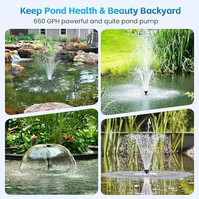 Pond Filter with Fountain Pump Kits, 660GPH Pond Pump and Filter Kit with 50W Submersible Water Pump, Pond Filters for Outdoor Ponds Clean Koi Pond Filter by GreenHaven Gardens
