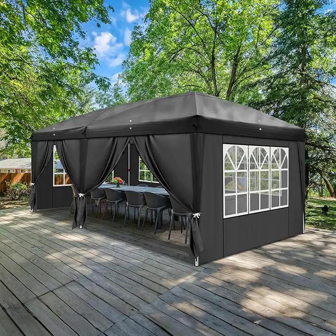 Outvita 10x20ft Pop Up Canopy Tent, Outdoor Instant Shelter Folding Canopy with 6 Side Walls and Carry Bag for Commercial Events, Party, Backyard BBQ, Camping Black by GreenHaven Gardens