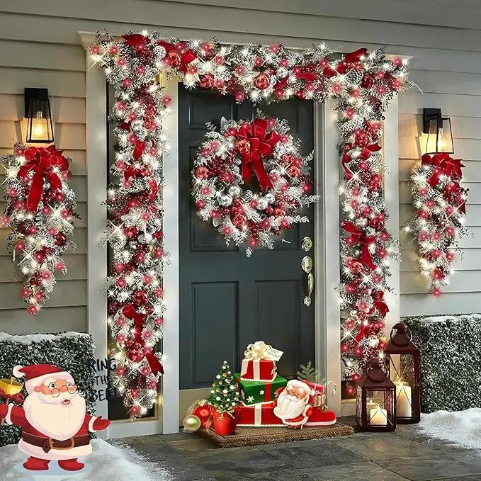 QITONG 4 Pack Red and White Solar Fairy Lights, Each 33ft 100 LED Christmas Lights, 8 Modes Silver Wire Solar String Lights by GreenHaven Gardens