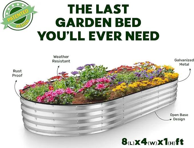 Galvanized Raised Garden Beds Outdoor // 8×4×1 ft (2-Pack) Planter Raised Beds for Gardening, Vegetables, Flowers // Large Metal Garden Box // Patented Tool-Free Design (Silver) by GreenHaven Gardens