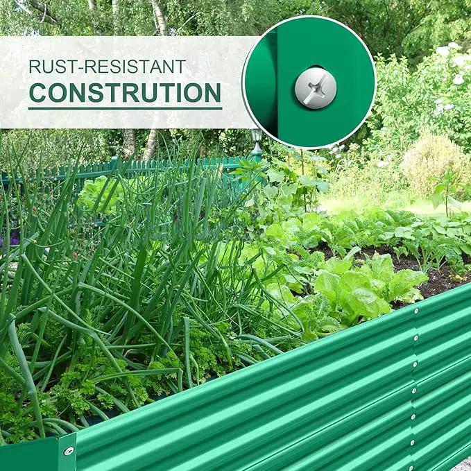 Land Guard 6×3×2 ft Galvanized Metal Raised Garden Bed, 2FT Deep Root Elevated Planter Box Steel Large Vegetable Flower Bed Kit(Green) by GreenHaven Gardens