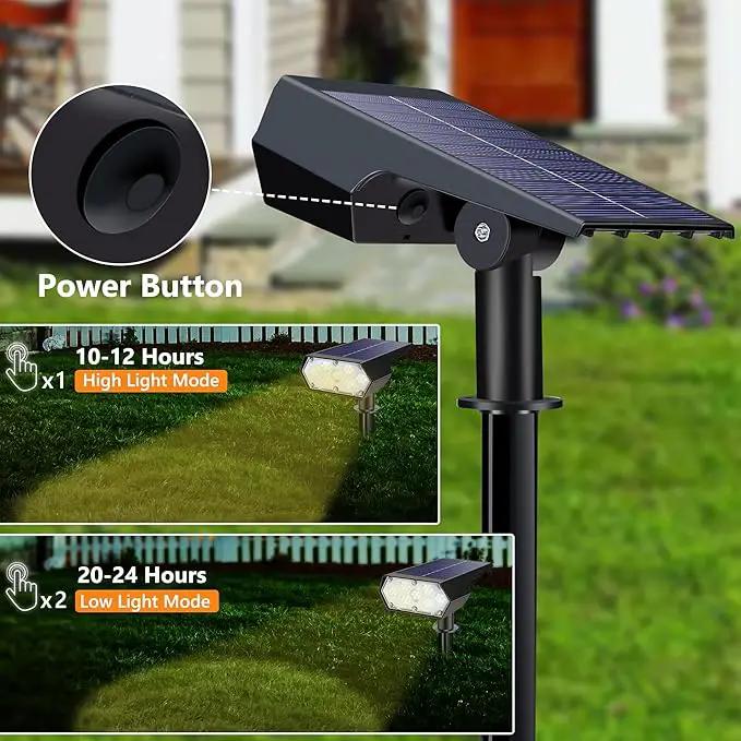 Solar Spot Light Outdoor, 49 LED Lights for Outside, 2 Modes Solar Powered Spotlights, Waterproof Pathway Light for Garden Yard Walkway Driveway Landscape Decorations (4 Pack-Warm White) by GreenHaven Gardens