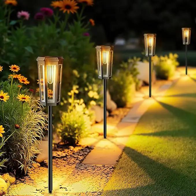 Solar Pathway Lights Outdoor, 6 Pack Garden Lighting, P65 Waterproof Solar Lights for Walkway, Driveway, Patio, Landscape- (Warm Light) by GreenHaven Gardens