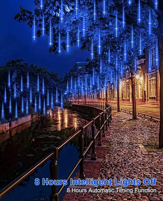 Solar Christmas Lights Outdoor Meteor Shower Lights Christmas Tree Lights Icicle light Snow Falling Rain String Lights Cascading LED Lights for Halloween Xmas Holiday Party Home Patio Mall Decor by GreenHaven Gardens