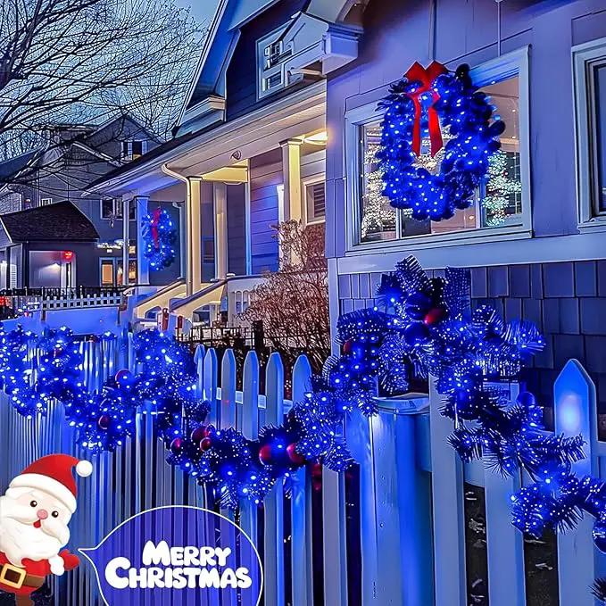 JMEXSUSS 2 Pack Blue Solar Christmas Lights, Total 400 LED 151FT Solar String Lights Outdoor Waterproof, 8 Modes Blue Christmas String Light for Outside Garden Party Patio Tree Decorations by GreenHaven Gardens