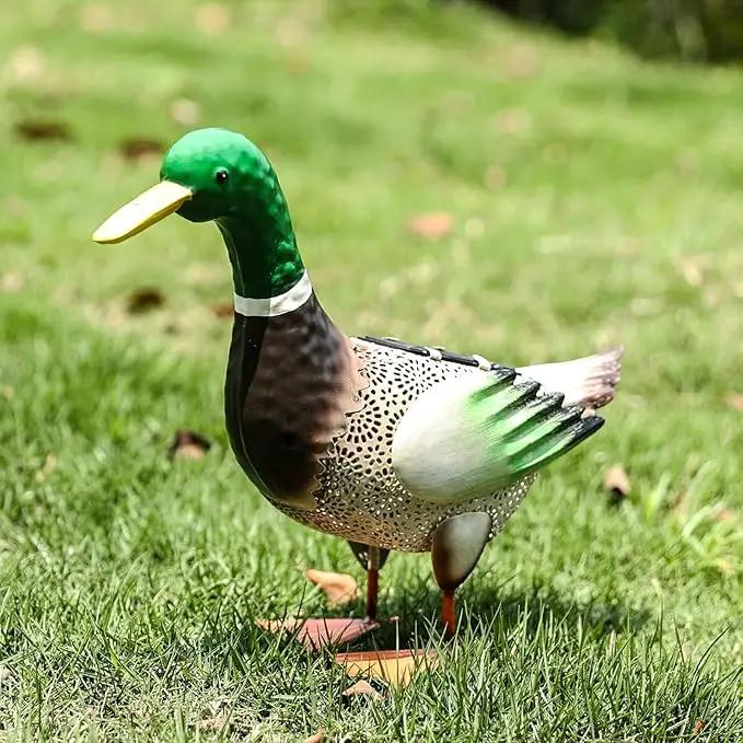 Metal Outdoor Duck,with Solar Light Duck Ornament, Metal Mallard Sculptures, for Backyard Patio Decor and Garden Lawn Decor, Mother's Day and Father's Day Gifts9.8H (Mallard) by GreenHaven Gardens