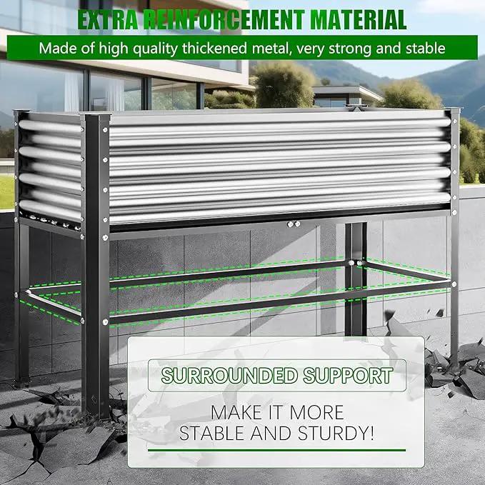 Doniks 2PCS Raised Garden Bed with Legs, 48×24×32in Large Outdoor Metal Galvanized Garden Planting Box, 600lb Capacity for Vegetables Lawn Green Flowers, Fruits, Terrace by GreenHaven Gardens