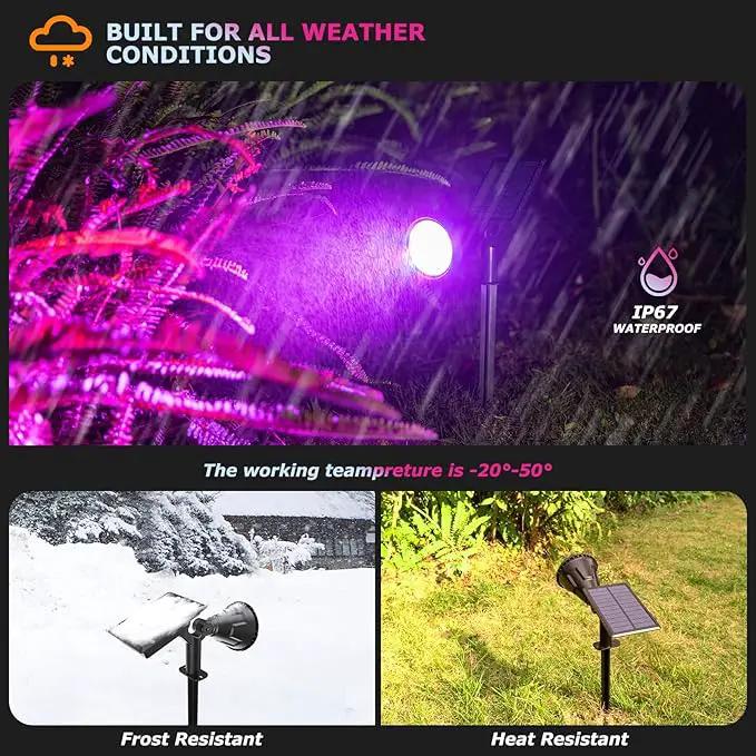 Solar Spotlights Outdoor Color Changing, 180°Adjustable Flag Pole Lights, IP67 Garden Lights Solar Powered Waterproof, Wall Lights for Garden Pool Area Pond, Landscape Solar Light for Yard by GreenHaven Gardens