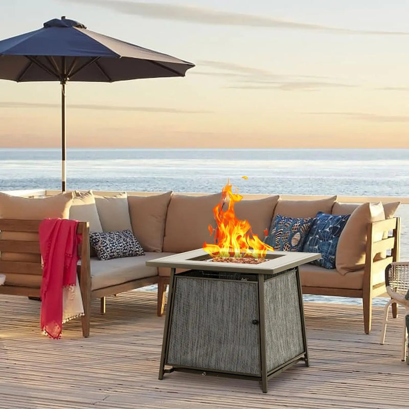 BALI OUTDOORS 50,000 BTU Propane Fire Pit Outdoor, 28 inch Propane Fire Pit Table Square, Gas Firepits for Outside Patio, Garden, Backyard by GreenHaven Gardens