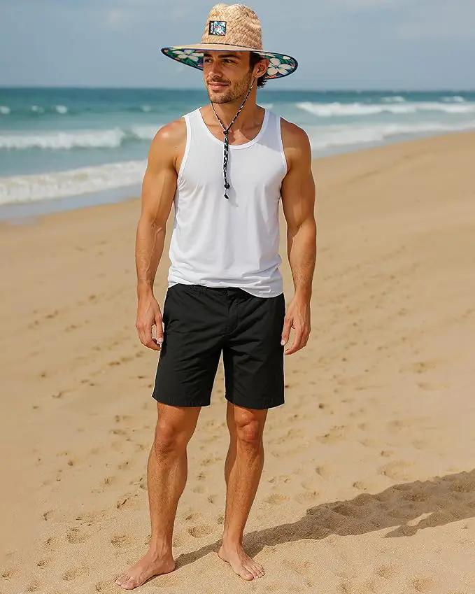 Hurley Men's Straw Hat - Wide Brim Channel Island Lifeguard Hat - Stylish Sun Hats for Men with Chin Strap by GreenHaven Gardens