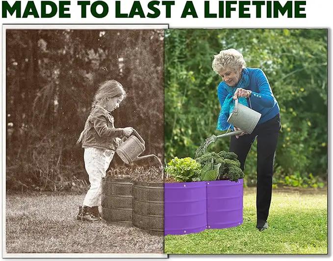 Galvanized Raised Garden Beds Outdoor // 3×3×1 ft Planter Raised Beds for Gardening, Vegetables, Flowers // Large Metal Garden Box (Purple) // Patented Tool-Free Design by GreenHaven Gardens