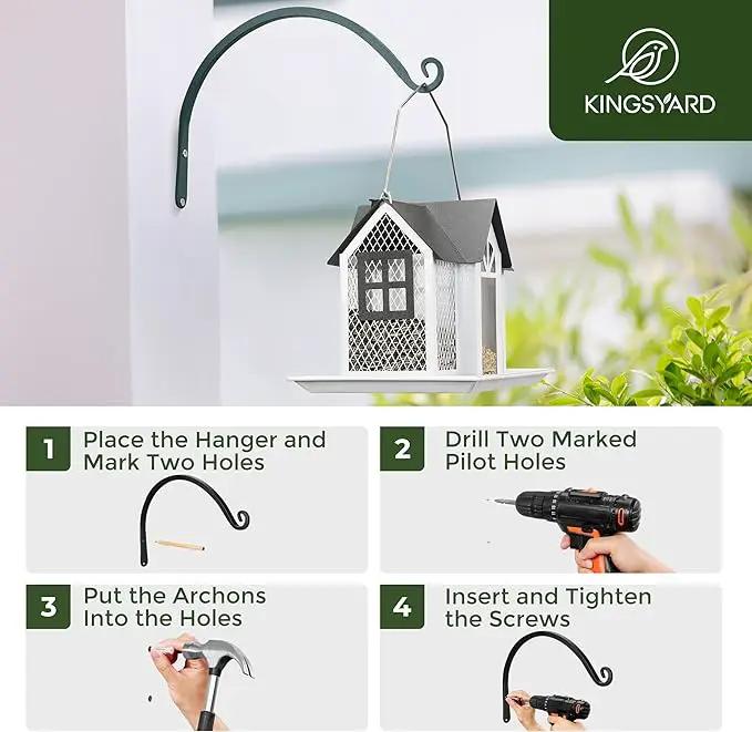 Kingsyard 2-Pack Wall Plant Hanger Outdoor - Heavy Duty Metal Hanging Bracket Hooks for Hanging Plant, Bird Feeders, Lanterns, Wind Chimes Outdoor & Indoor, 12-Inch/Green by GreenHaven Gardens
