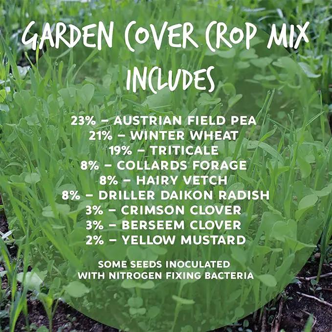 No-Till Farm and Garden Cover Crop Mix Seeds - 25 Lbs Bulk - Blend of Gardening Cover Crop Seeds: Hairy Vetch, Daikon Radish, Forage Collards, Triticale, More by GreenHaven Gardens