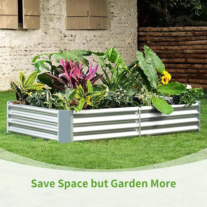 Land Guard 8×4×1ft Galvanized Metal Raised Garden Bed, Metal Planter Kit Box Outdoor for Deep-Rooted Vegetables, Flowers, Green and Herbs…… by GreenHaven Gardens
