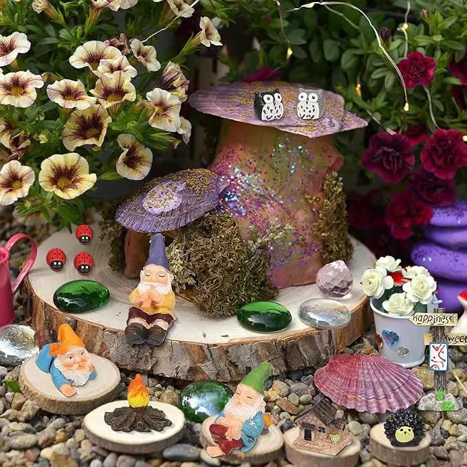 Jetec Gnomes Fairy Resin Statues Miniature Garden Accessories Mini Dwarf Figurine Fairy Miniature Ornament DIY Kit Micro Landscape Ornaments for Outdoor Indoor Patio Yard Lawn Garden (Fire Gnomes) by GreenHaven Gardens