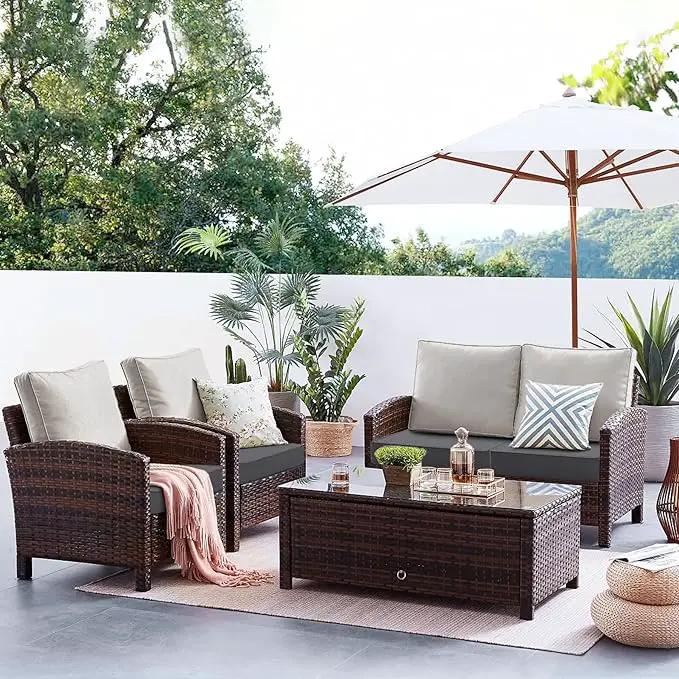 Favoyard Patio Chair Cushions 24 x 24 x 4 Inch Waterproof Outdoor Seat Cushions for Patio Furniture 3-Year Color Fastness Garden Sofa Couch Pads with Handle & Adjustable Straps Set of 2, Dark Grey by GreenHaven Gardens