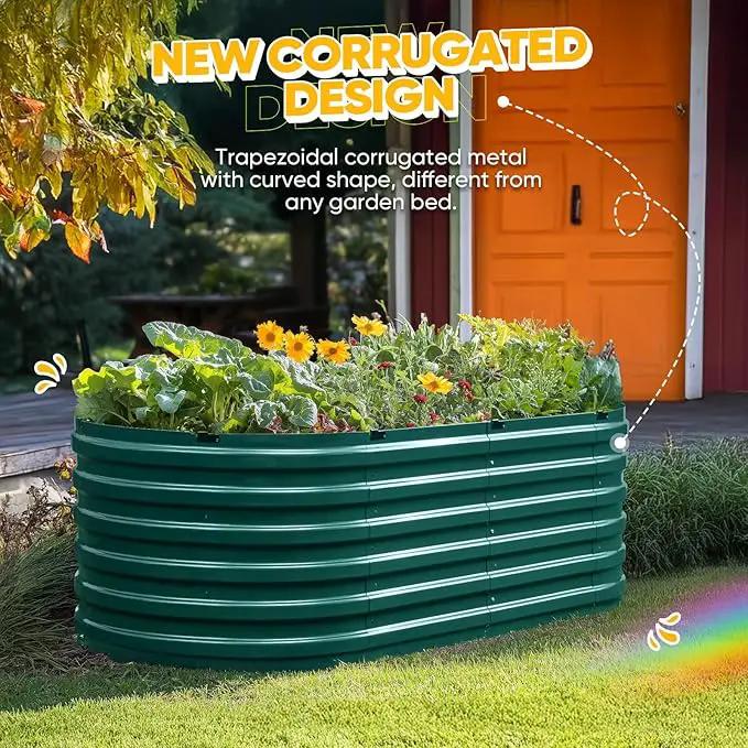 KING BIRD Raised Garden Bed Kit 2025 Upgraded Quick-Setup Galvanized Planter Garden Box Outdoor for Gardening, Vegetables, Flowers, 74x36x23 in, Green by GreenHaven Gardens