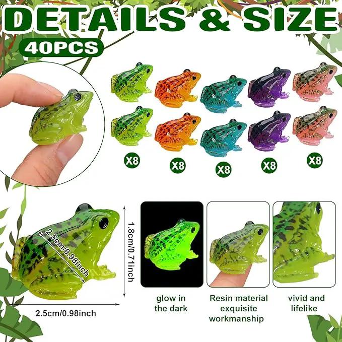 Barydat 40 Pcs Miniature Frog Figurines Luminous Mini Resin Frog Figures Model Garden Decor DIY Terrarium Craft Ornament Accessories for Moss Landscape Decoration (0.98 x 0.98 Inch) by GreenHaven Gardens