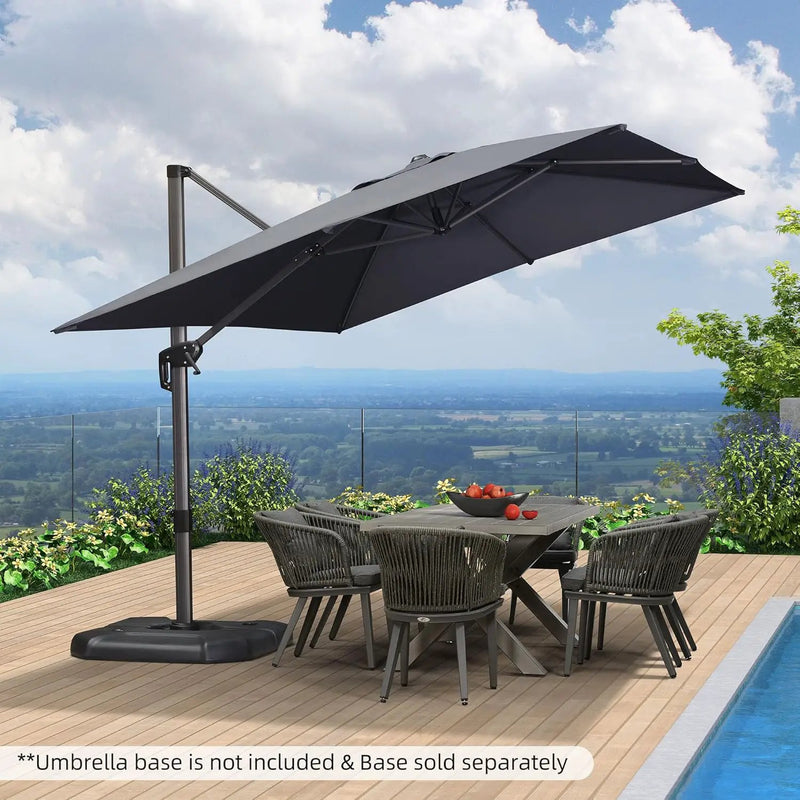 PURPLE LEAF 9' X 11.5' Patio Umbrella Outdoor Cantilever Rectangle Umbrella Aluminum Offset Umbrella with 360-degree Rotation for Garden Deck Pool Patio, Grey by GreenHaven Gardens